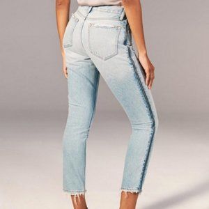 Abercrombie Light Wash Mom Jeans W/ Zipper Detail